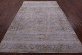 Ivory Persian Vintage White Wash Hand Knotted Wool Rug - 7' 1" X 10' 5" - Golden Nile
