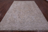 Ivory Persian Vintage White Wash Hand Knotted Wool Rug - 9' 8" X 12' 3" - Golden Nile