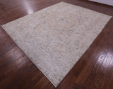 Ivory Persian Vintage White Wash Hand Knotted Wool Rug - 9' 8" X 12' 3" - Golden Nile