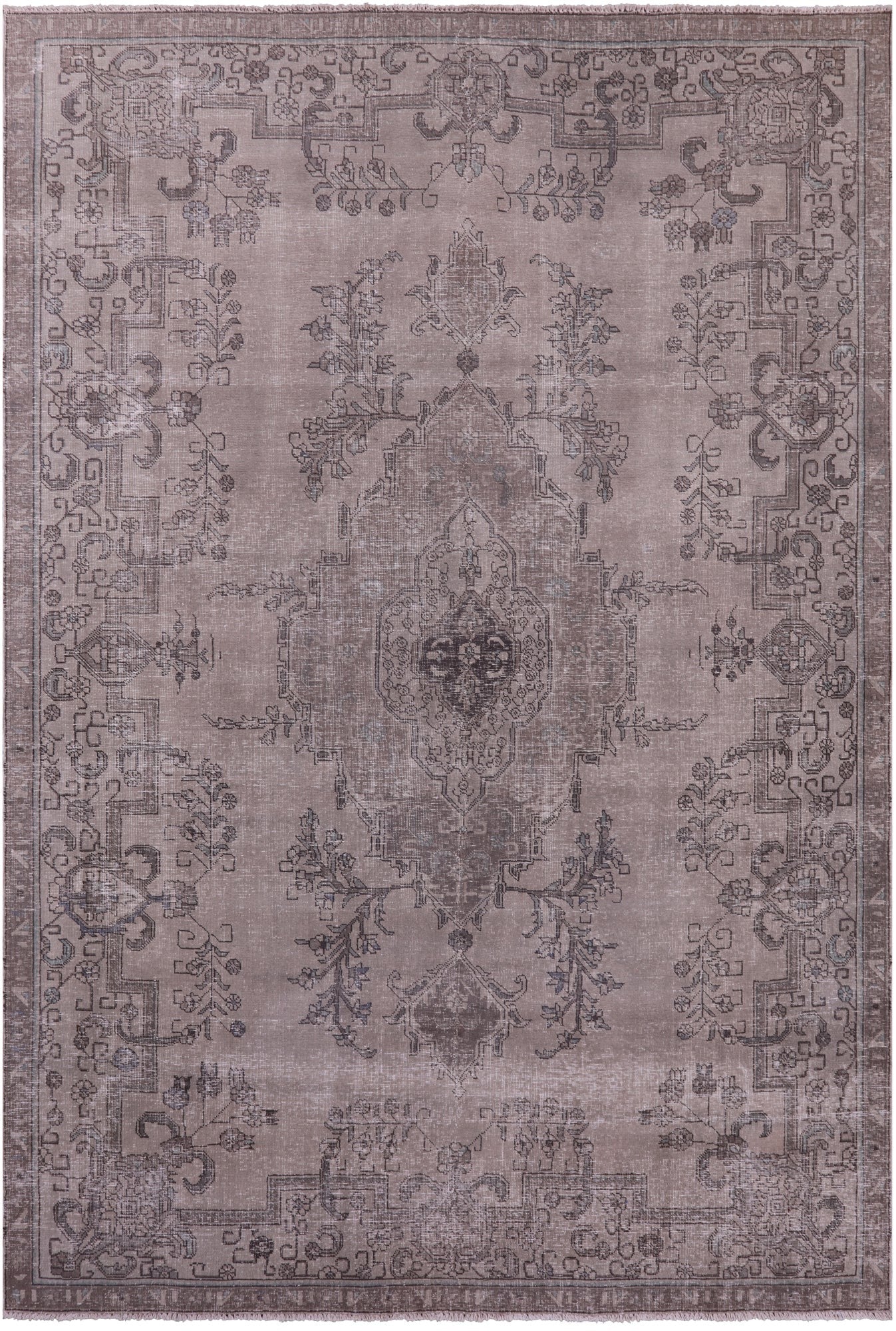 Ivory Persian Vintage White Wash Handmade Wool Rug - 7' 8" X 11' 2" - Golden Nile