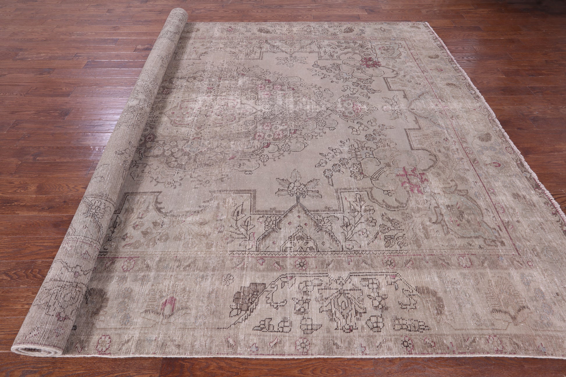 Ivory Persian Overdyed Handmade Wool Rug - 9' 7" X 12' 10" - Golden Nile