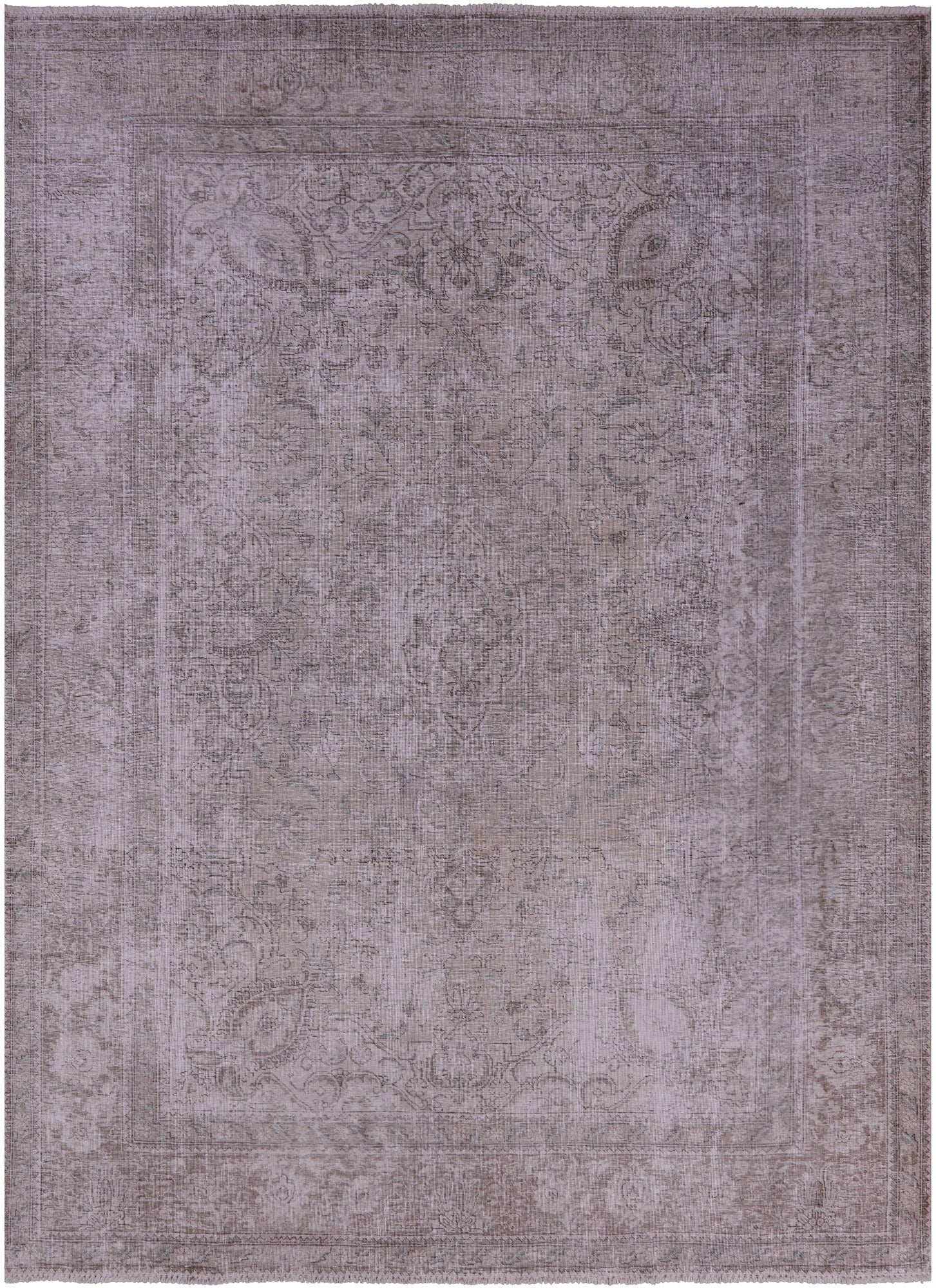 Ivory Persian Vintage White Wash Hand Knotted Wool Rug - 7' 10" X 10' 10" - Golden Nile