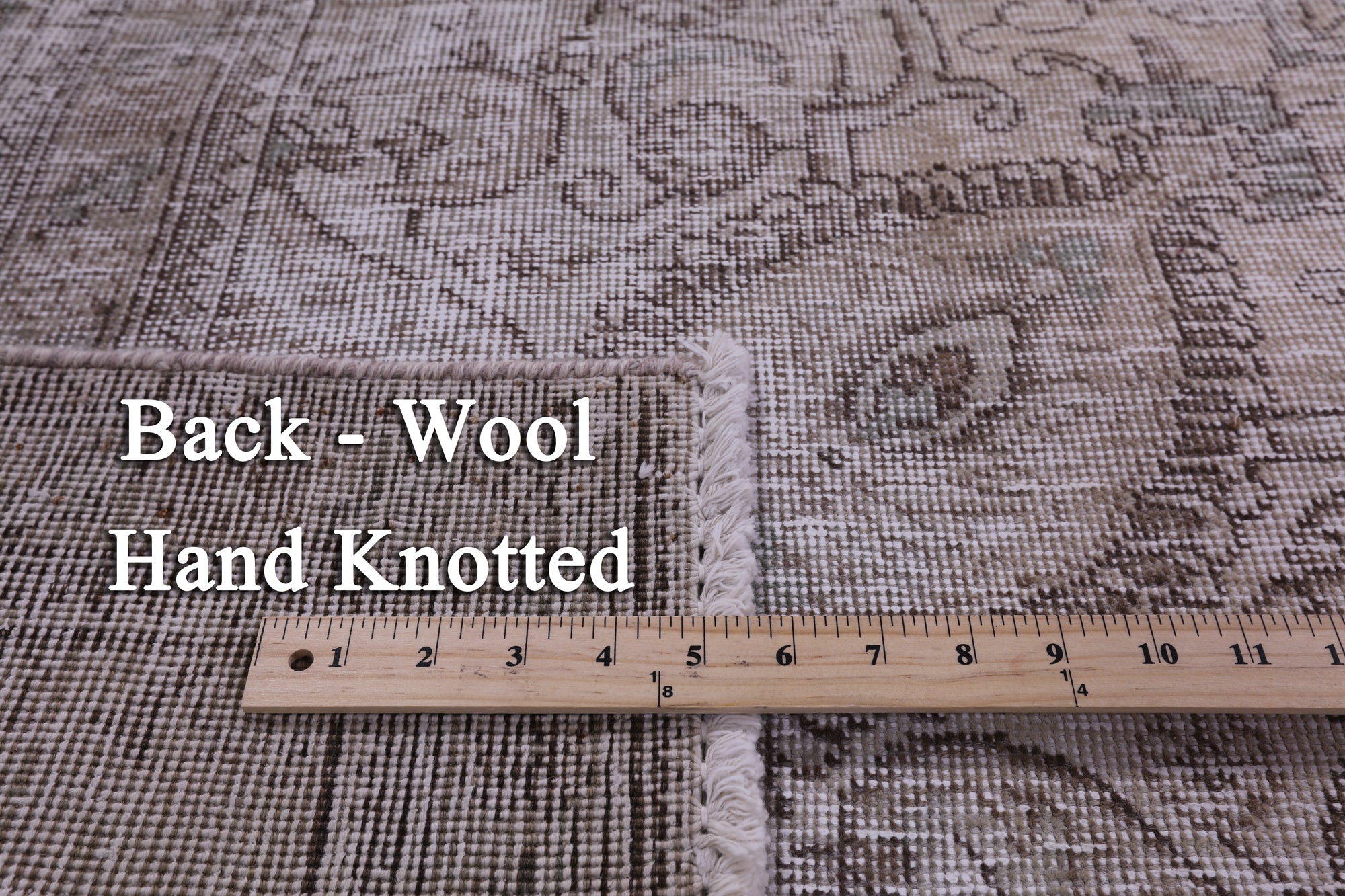 Ivory Persian Vintage White Wash Hand Knotted Wool Rug - 7' 10" X 10' 10" - Golden Nile