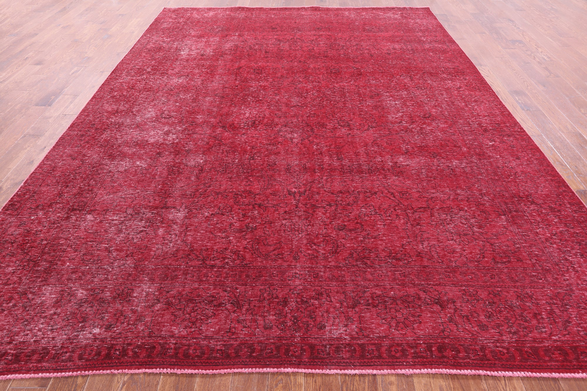 Red Persian Overdyed Hand-Knotted Wool Rug - 9' 10" X 12' 6" - Golden Nile