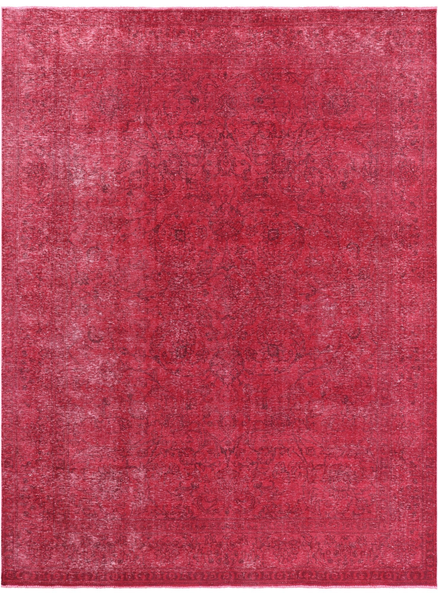 Red Persian Overdyed Hand-Knotted Wool Rug - 9' 10" X 12' 6" - Golden Nile