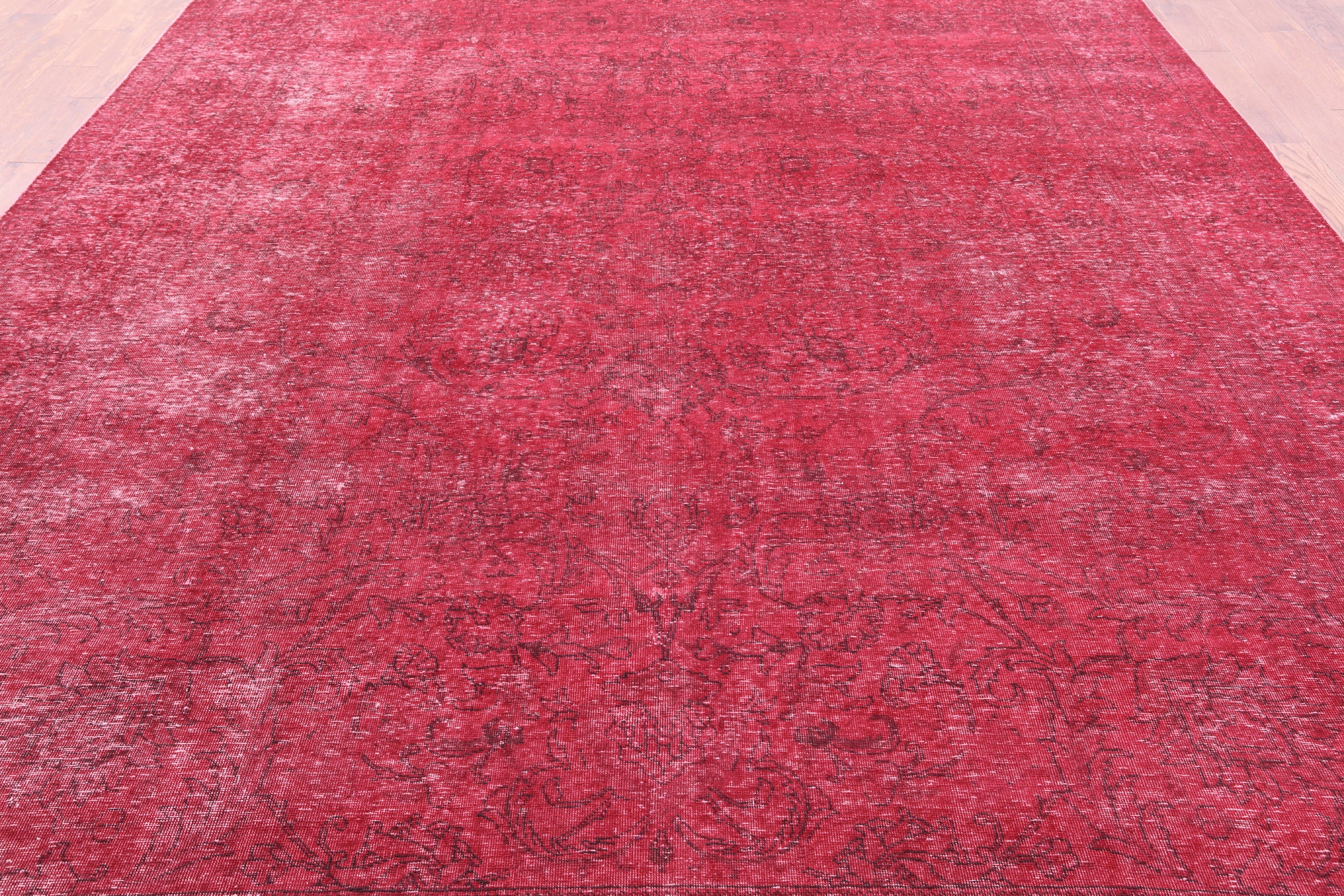 Red Persian Overdyed Hand-Knotted Wool Rug - 9' 10" X 12' 6" - Golden Nile