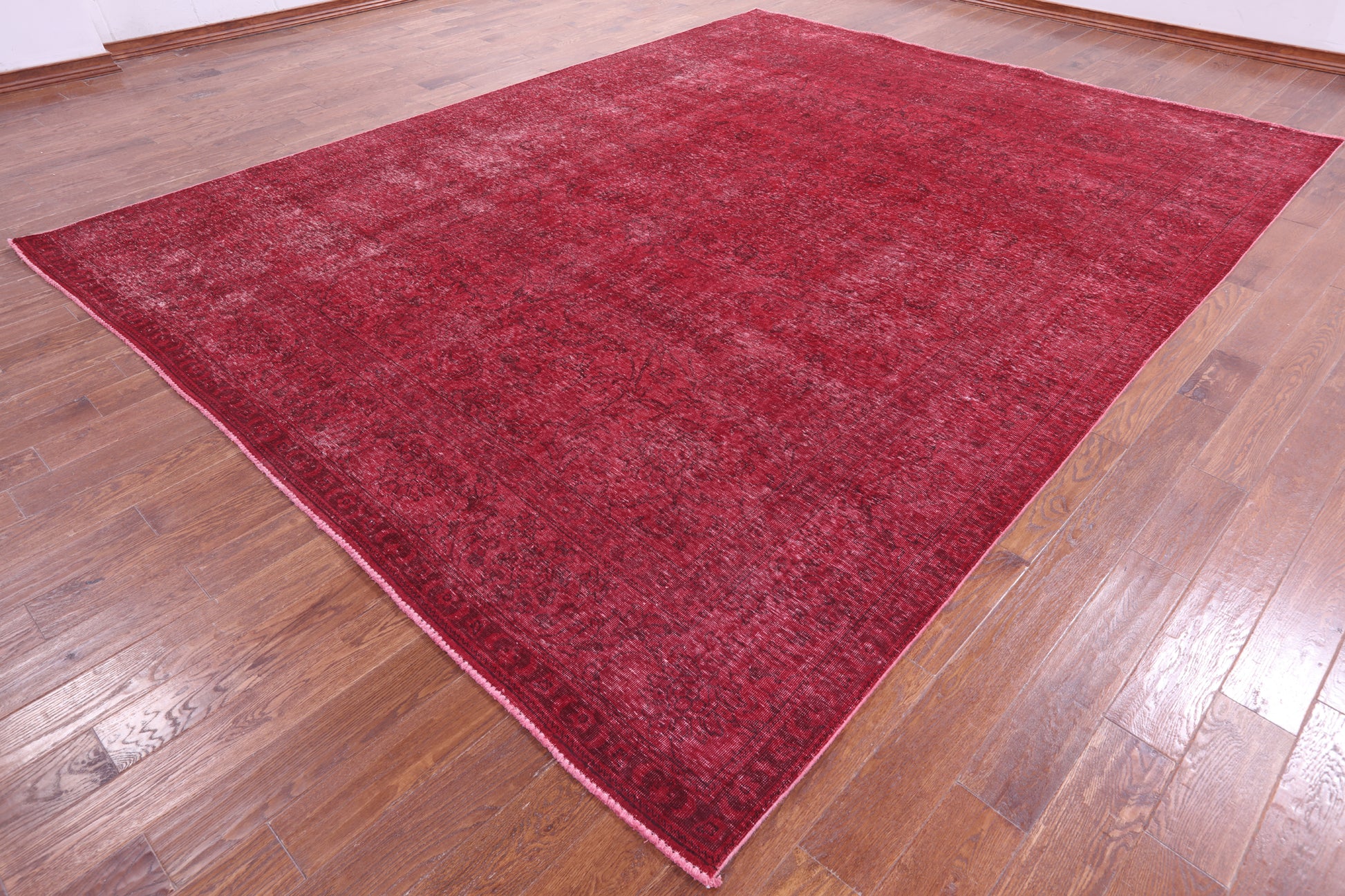 Red Persian Overdyed Hand-Knotted Wool Rug - 9' 10" X 12' 6" - Golden Nile