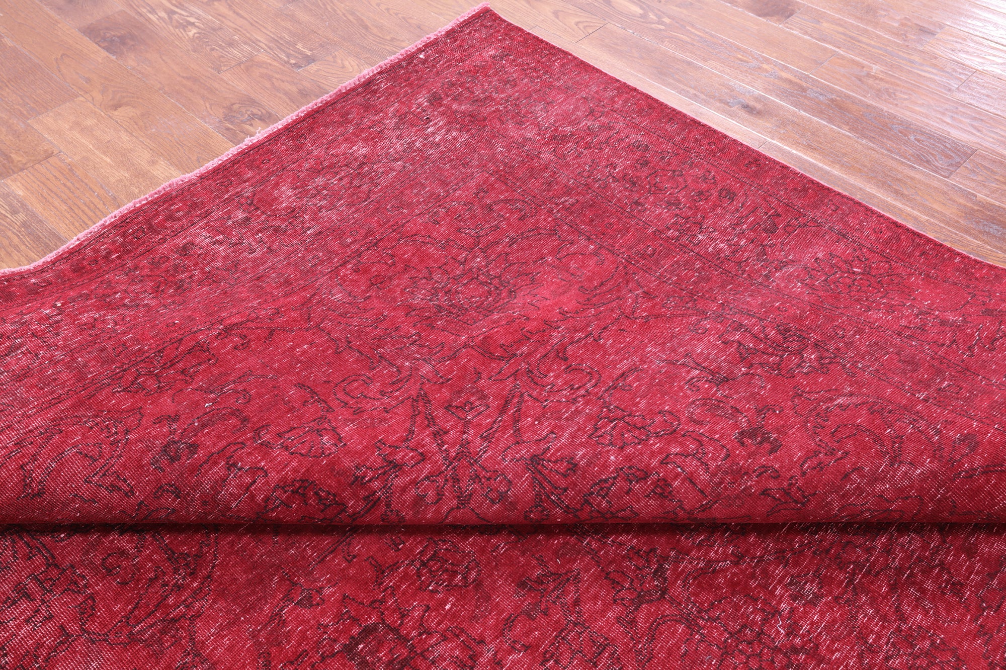 Red Persian Overdyed Hand-Knotted Wool Rug - 9' 10" X 12' 6" - Golden Nile