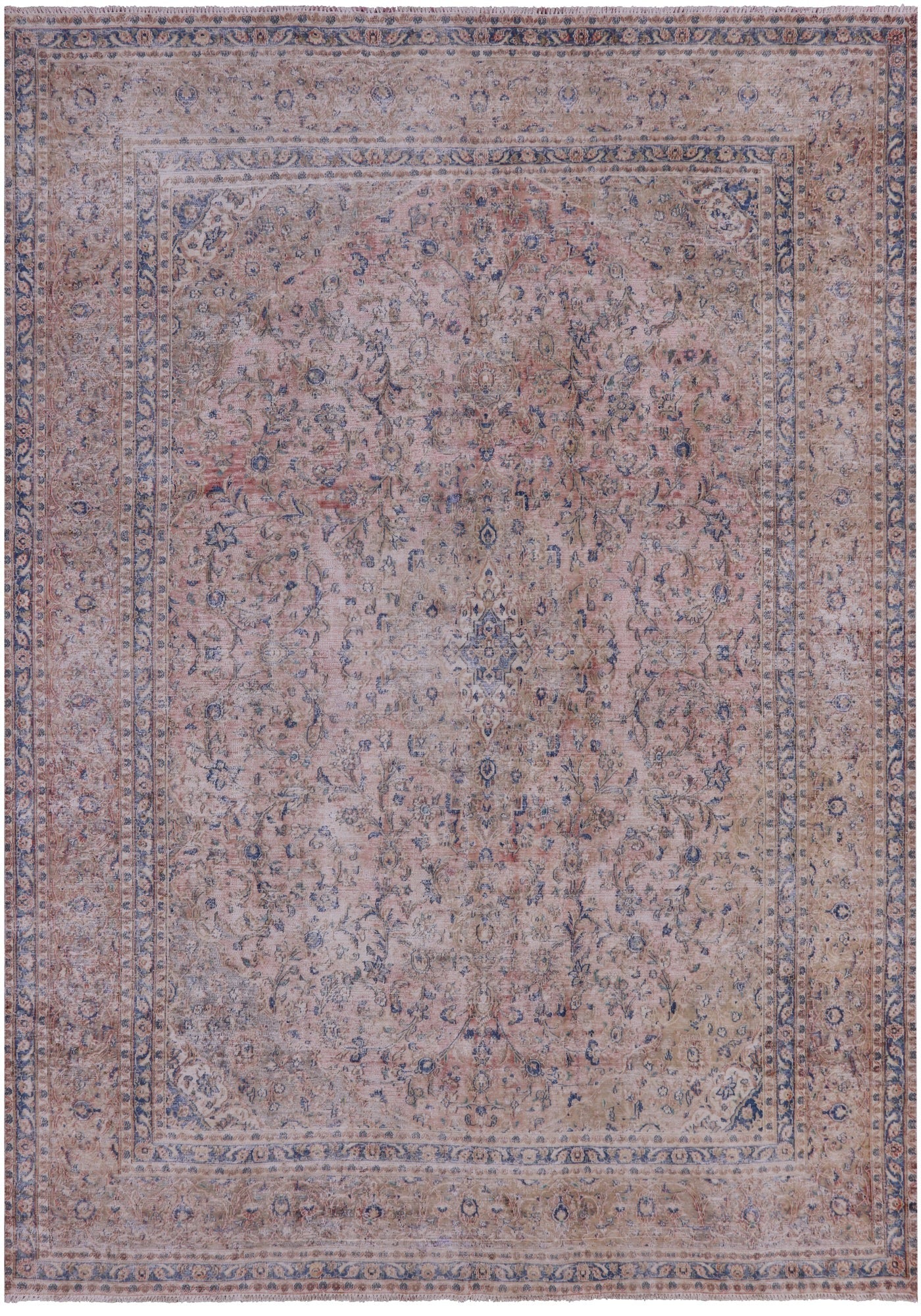 Persian Vintage White Wash Hand Knotted Wool Rug - 9' 3" X 13' 1" - Golden Nile