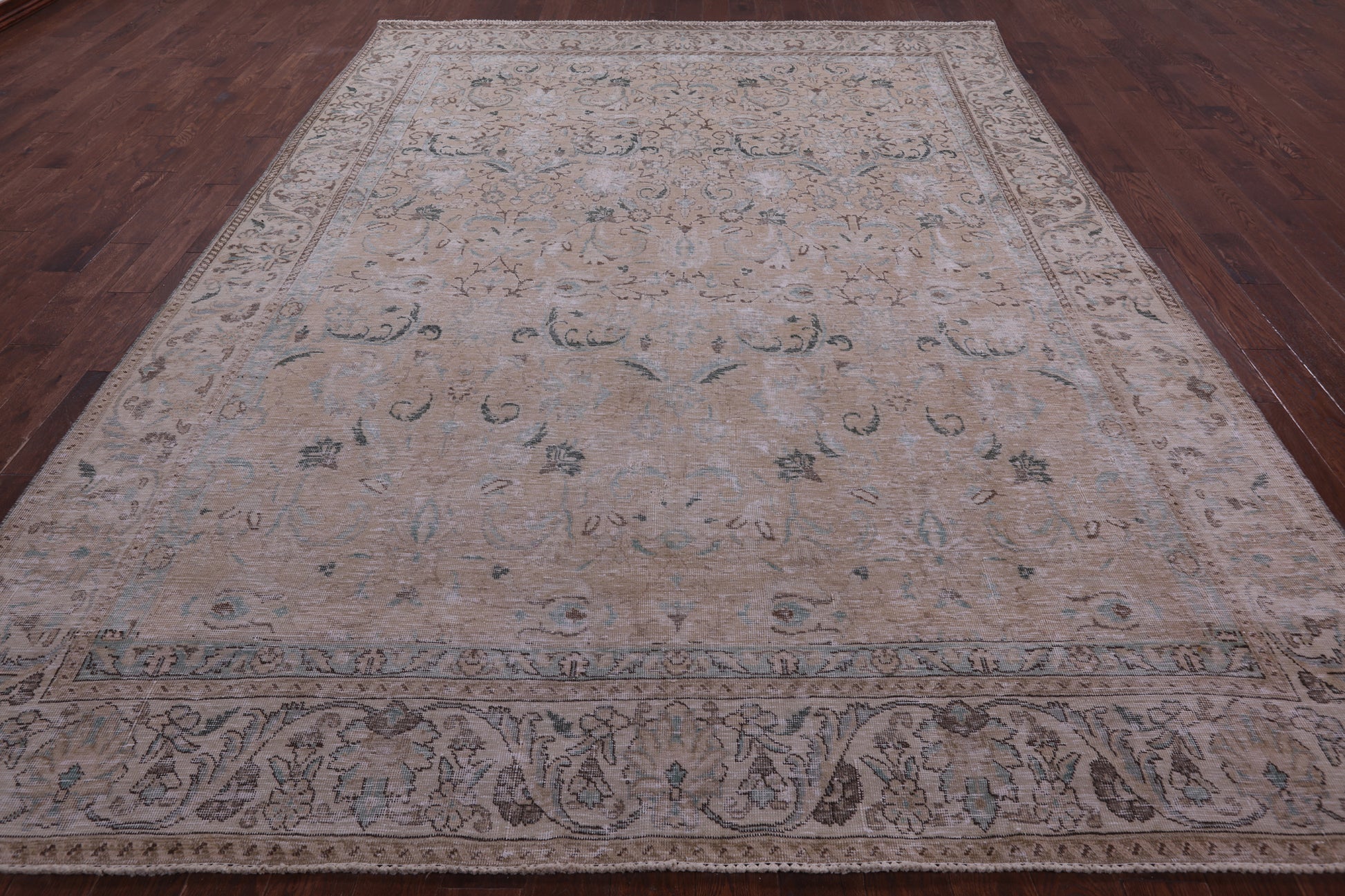 Ivory Persian Vintage White Wash Handmade Wool Rug - 9' 3" X 12' 1" - Golden Nile