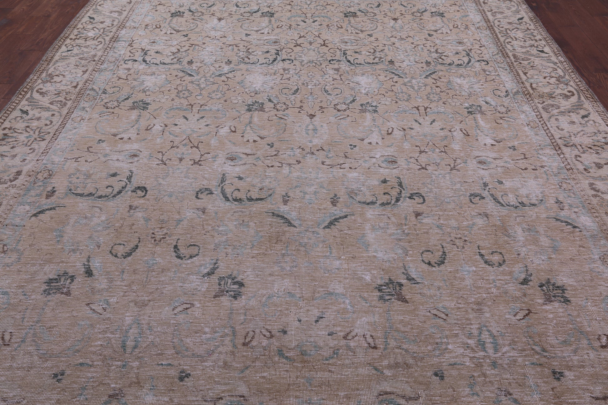 Ivory Persian Vintage White Wash Handmade Wool Rug - 9' 3" X 12' 1" - Golden Nile