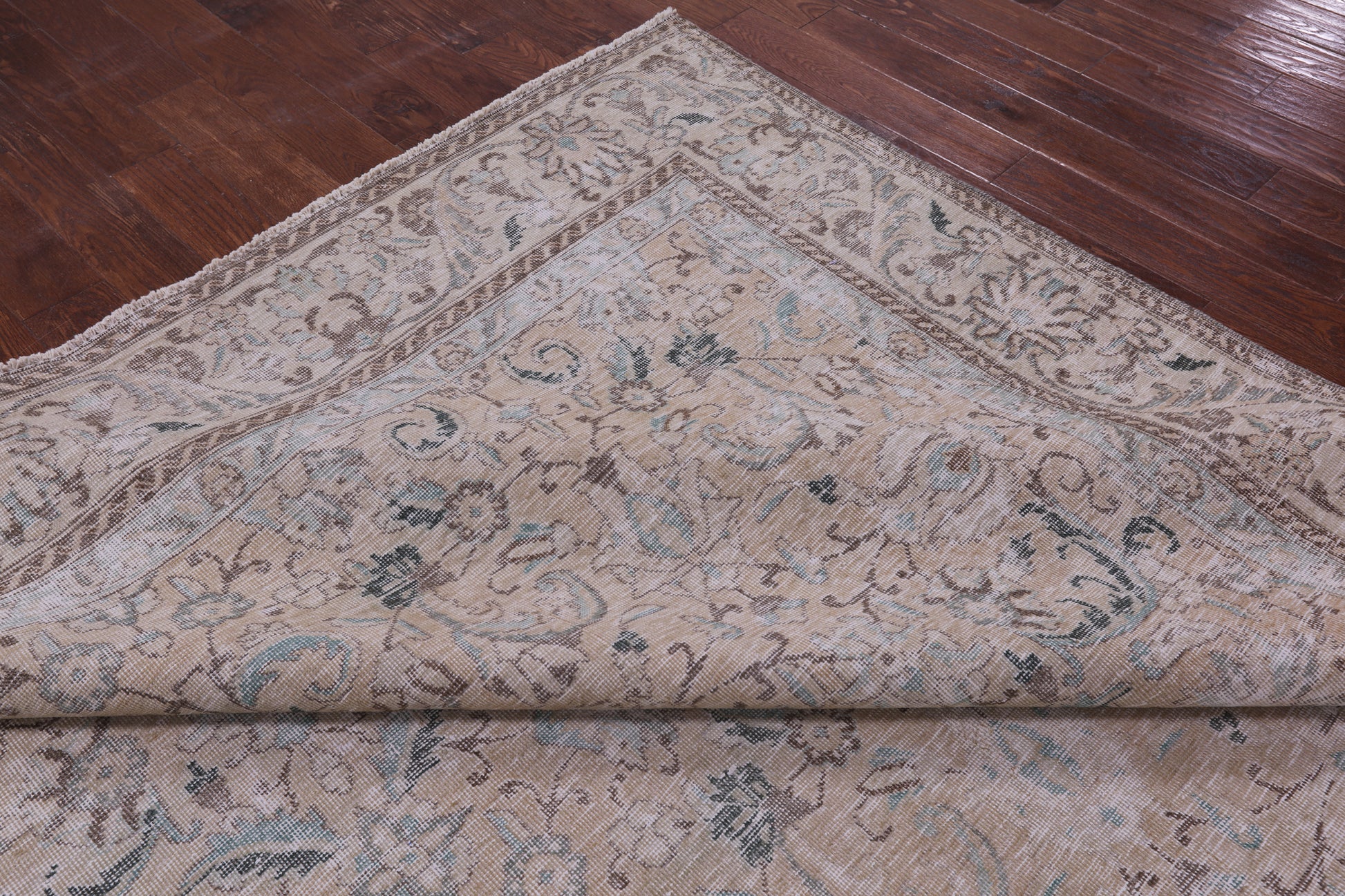 Ivory Persian Vintage White Wash Handmade Wool Rug - 9' 3" X 12' 1" - Golden Nile