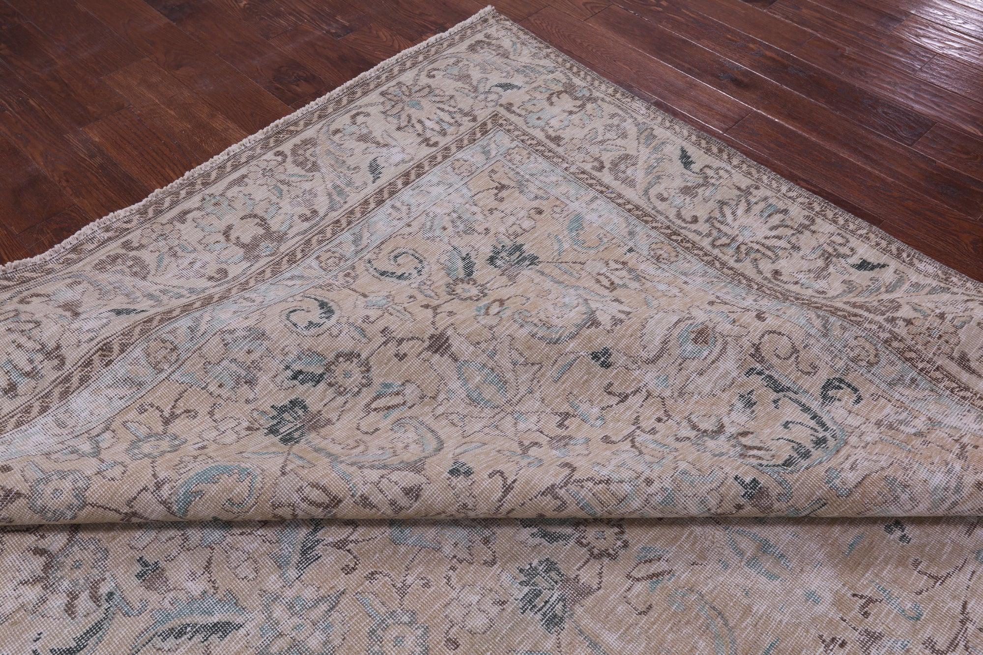 Ivory Persian Vintage White Wash Handmade Wool Rug - 9' 3" X 12' 1" - Golden Nile