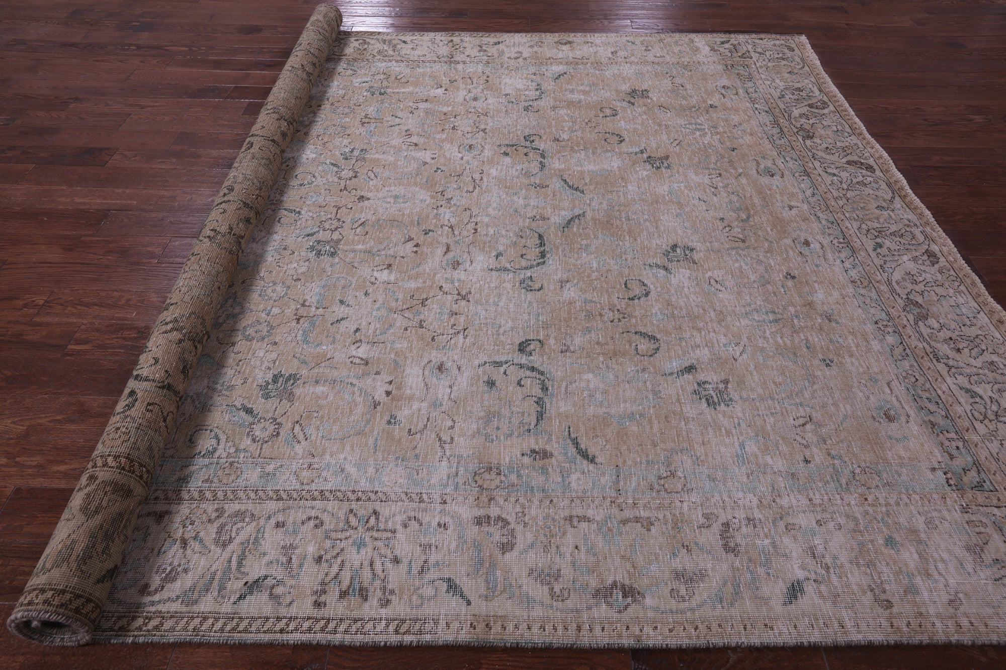 Ivory Persian Vintage White Wash Handmade Wool Rug - 9' 3" X 12' 1" - Golden Nile