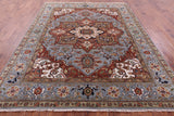 Blue Heriz Serapi Hand Knotted Wool Rug - 7' 11" X 9' 10" - Golden Nile