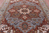 Blue Heriz Serapi Hand Knotted Wool Rug - 7' 11" X 9' 10" - Golden Nile