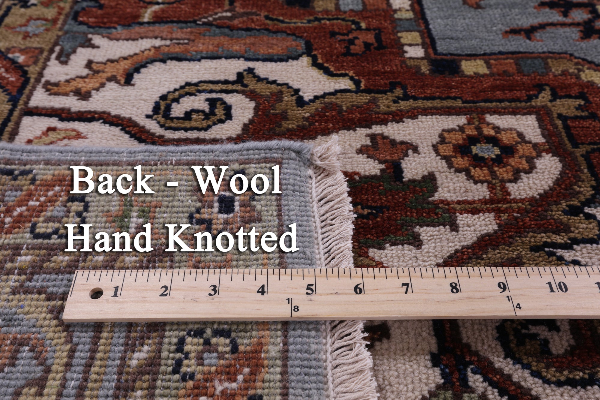 Blue Heriz Serapi Hand Knotted Wool Rug - 7' 11" X 9' 10" - Golden Nile