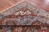 Blue Heriz Serapi Hand Knotted Wool Rug - 7' 11" X 9' 10" - Golden Nile