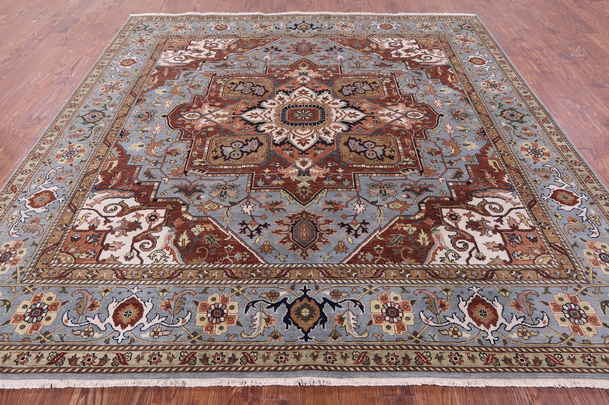 Square Heriz Serapi Hand Knotted Wool Rug - 9' 11" X 10' 0" - Golden Nile