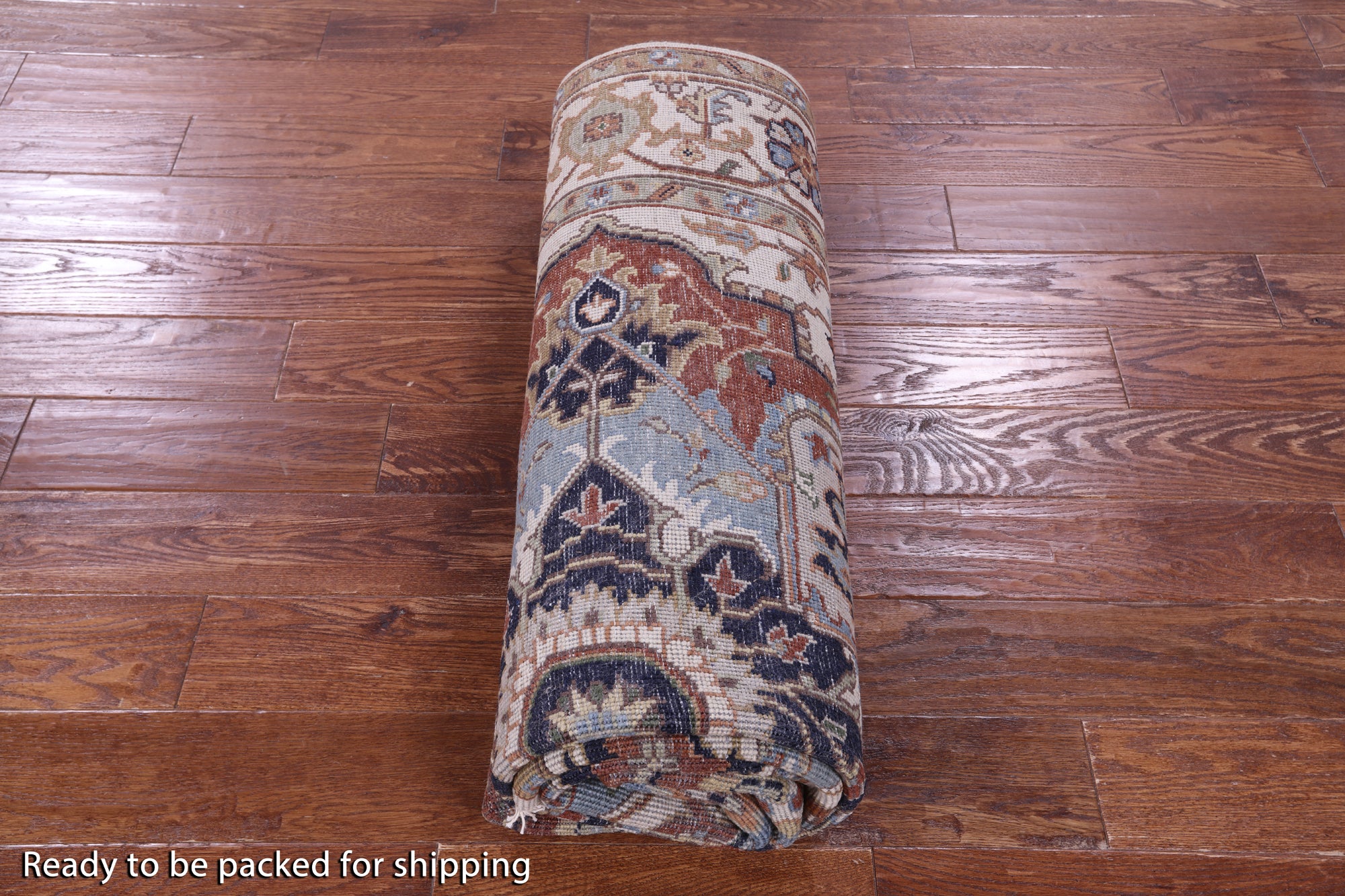 Ivory Heriz Serapi Hand Knotted Wool Rug - 6' 0" X 9' 0" - Golden Nile