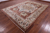 Ivory Heriz Serapi Hand Knotted Wool Rug - 8' 11" X 11' 7" - Golden Nile