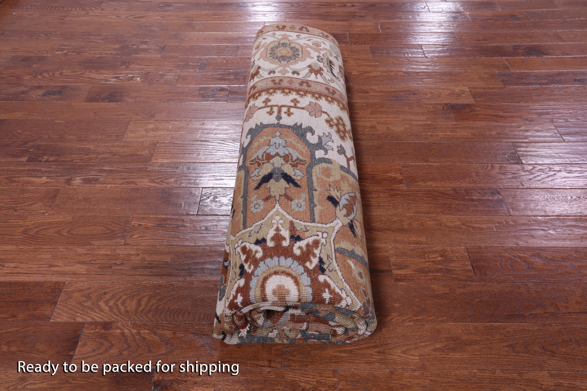 Ivory Heriz Serapi Hand Knotted Wool Rug - 8' 11" X 11' 7" - Golden Nile
