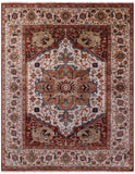 Ivory Heriz Serapi Hand Knotted Wool Rug - 7' 11" X 9' 11" - Golden Nile