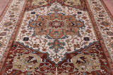 Ivory Heriz Serapi Hand Knotted Wool Rug - 7' 11" X 9' 11" - Golden Nile