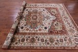 Ivory Heriz Serapi Hand Knotted Wool Rug - 7' 11" X 9' 11" - Golden Nile