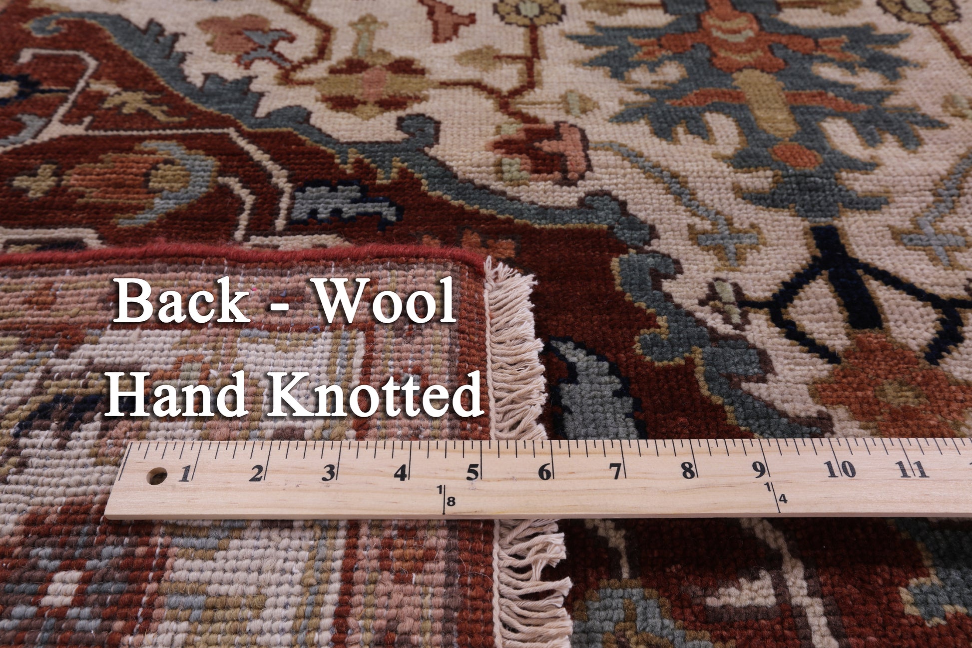 Ivory Heriz Serapi Hand Knotted Wool Rug - 4' 11" X 7' 11" - Golden Nile