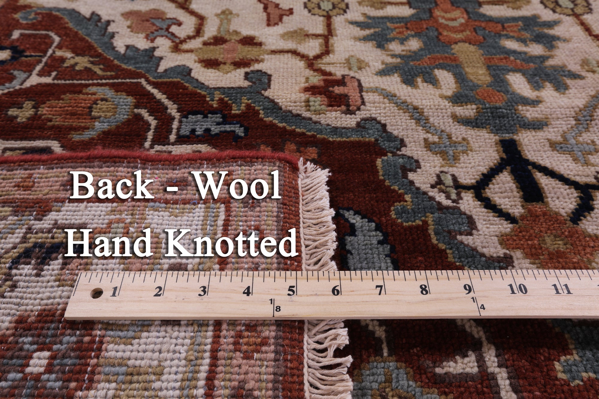 Ivory Heriz Serapi Hand Knotted Wool Rug - 4' 11" X 7' 11" - Golden Nile
