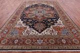 Blue Heriz Serapi Hand Knotted Wool Rug - 9' 11" X 14' 0" - Golden Nile