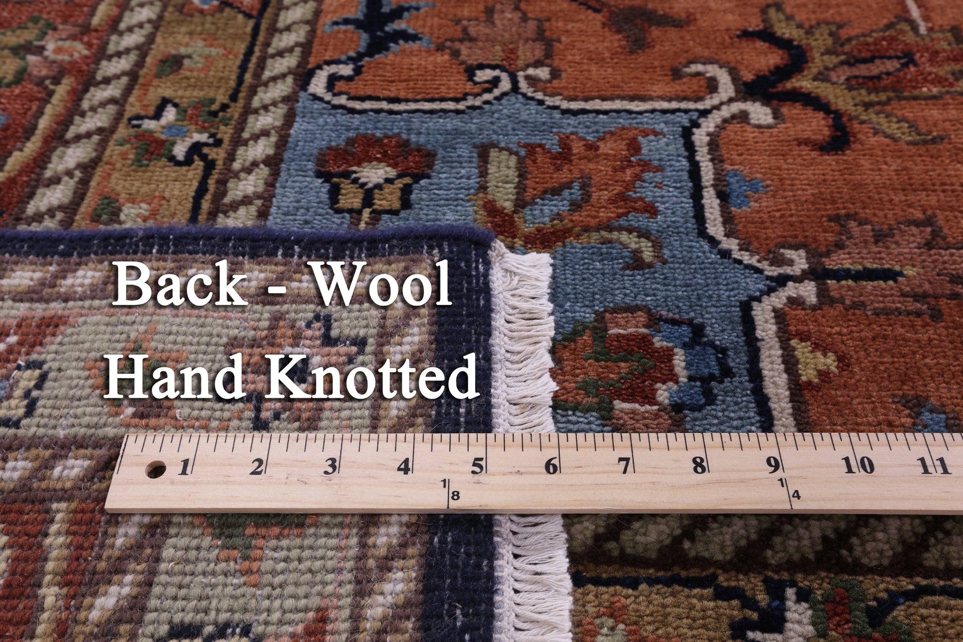 Blue Heriz Serapi Hand Knotted Wool Rug - 9' 11" X 14' 0" - Golden Nile