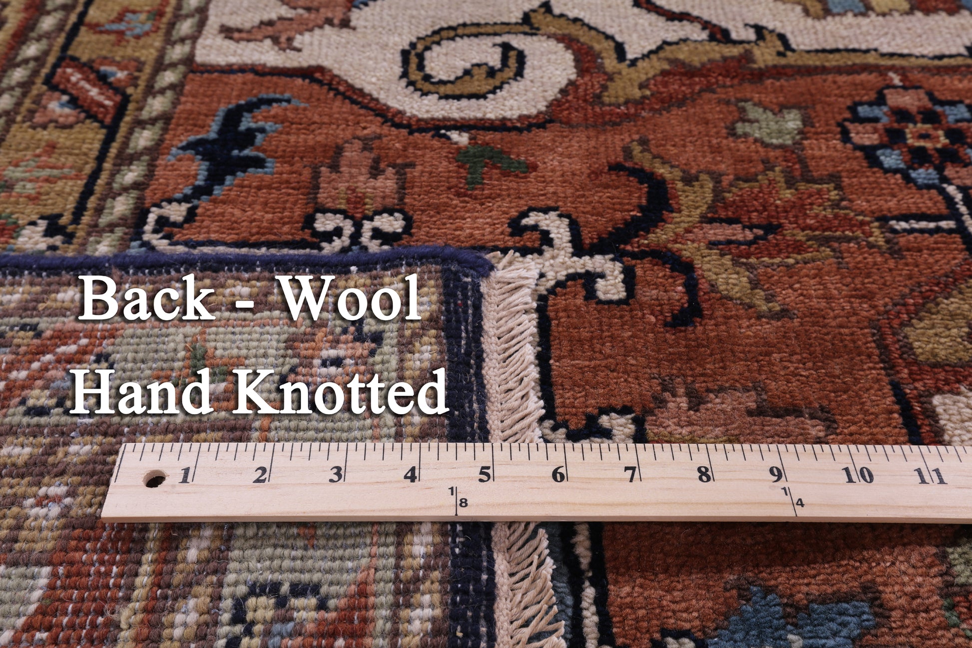 Blue Heriz Serapi Hand Knotted Wool Rug - 8' 11" X 11' 11" - Golden Nile
