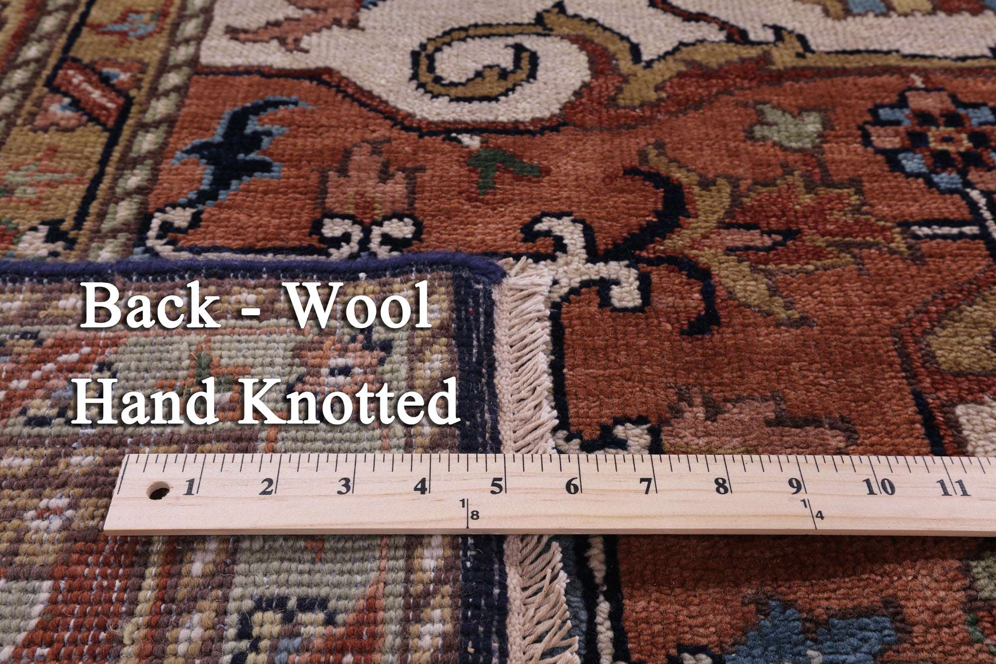 Blue Heriz Serapi Hand Knotted Wool Rug - 8' 11" X 11' 11" - Golden Nile