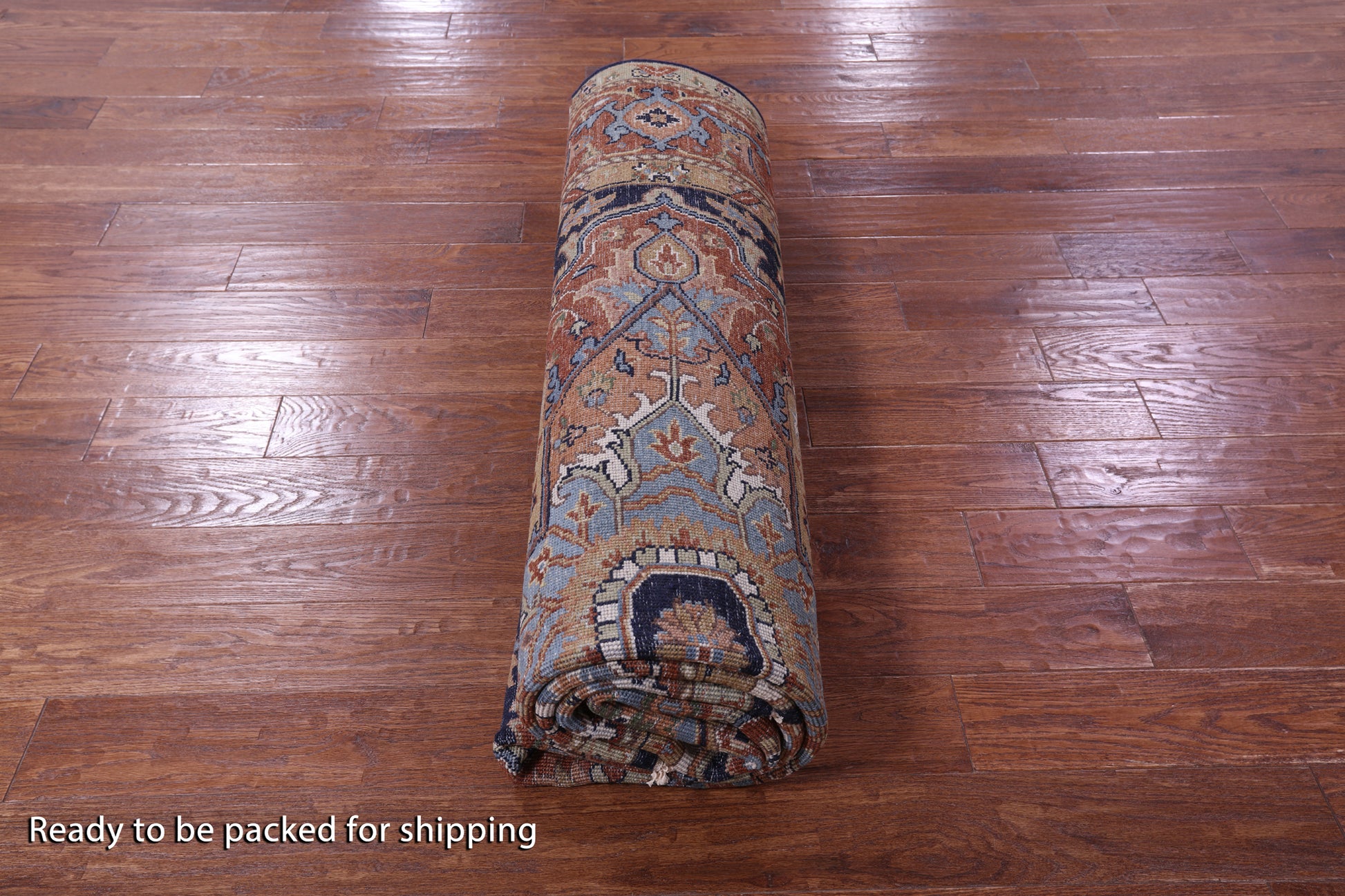 Blue Heriz Serapi Hand Knotted Wool Rug - 7' 9" X 10' 0" - Golden Nile