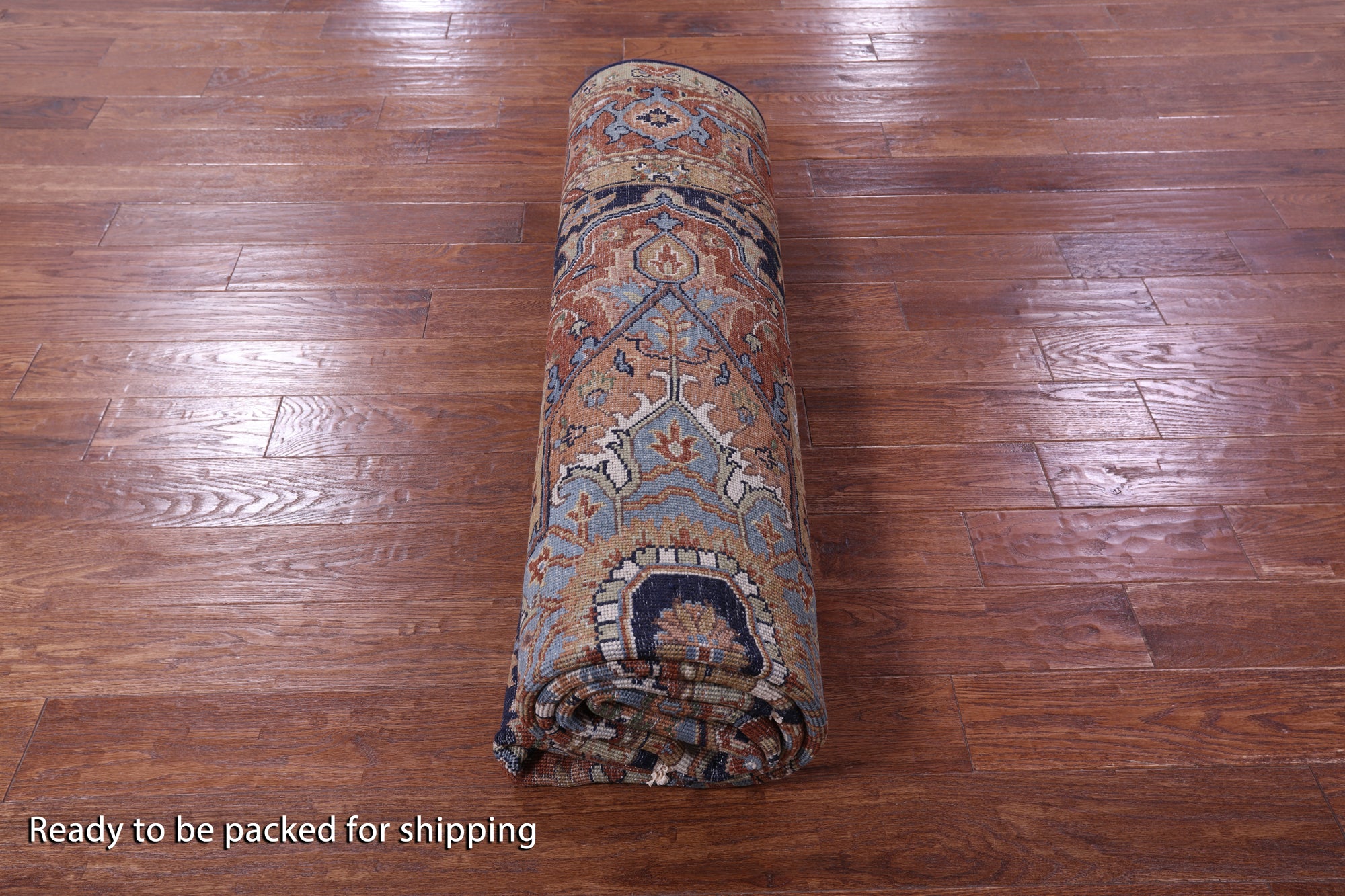 Blue Heriz Serapi Hand Knotted Wool Rug - 7' 9" X 10' 0" - Golden Nile
