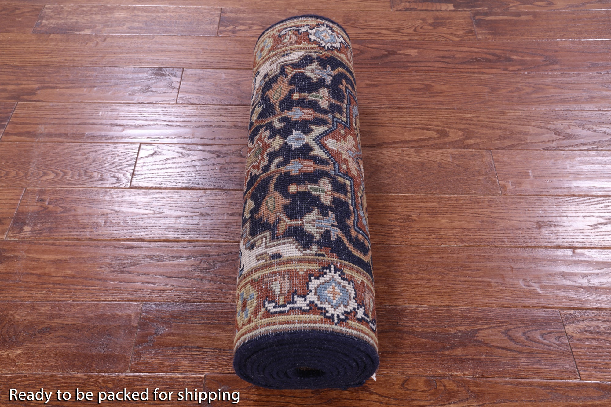 Blue Heriz Serapi Hand Knotted Wool Runner Rug - 2' 5" X 11' 8" - Golden Nile