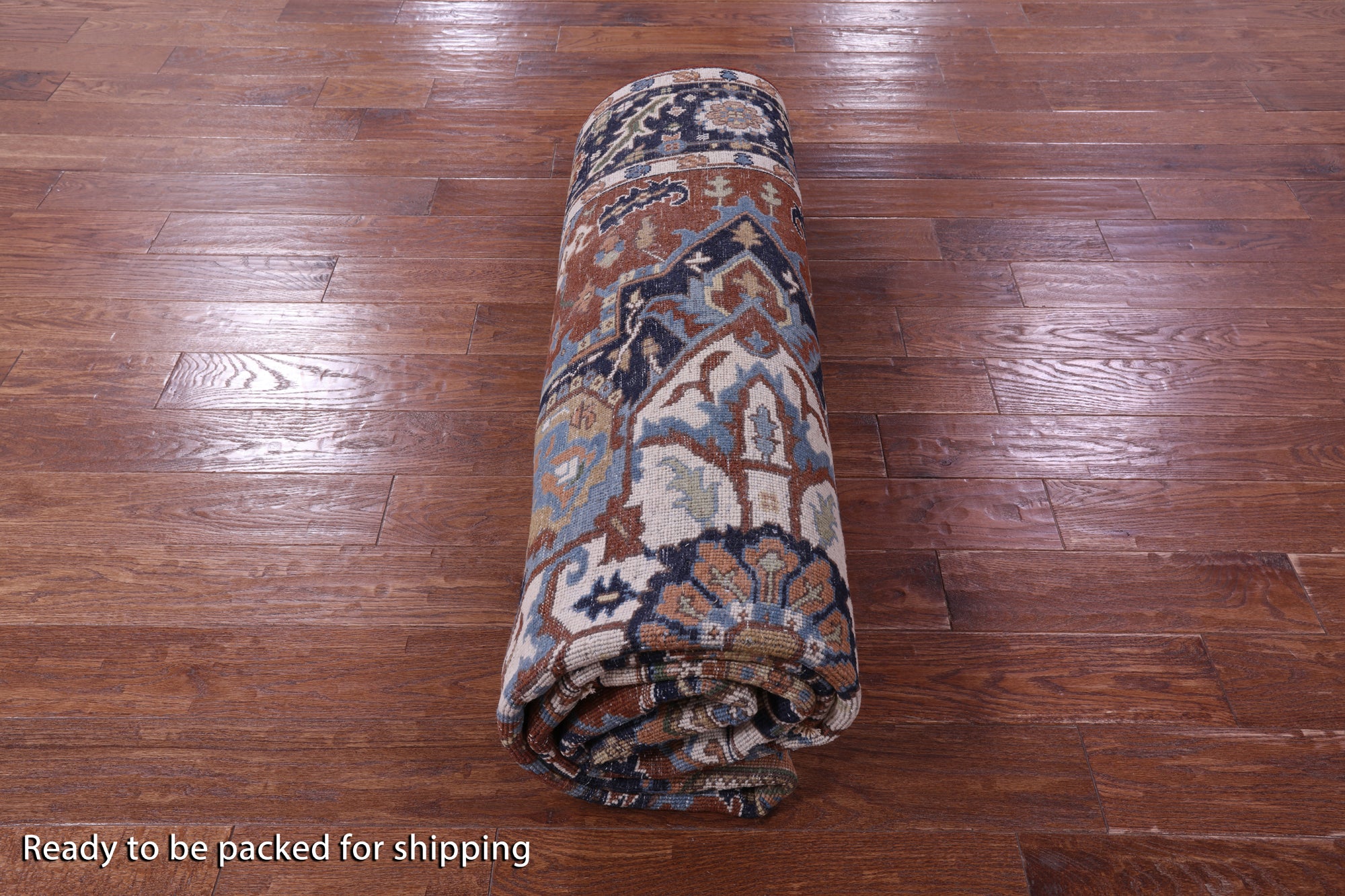 Rust Heriz Serapi Handmade Wool Rug - 7' 10" X 10' 0" - Golden Nile