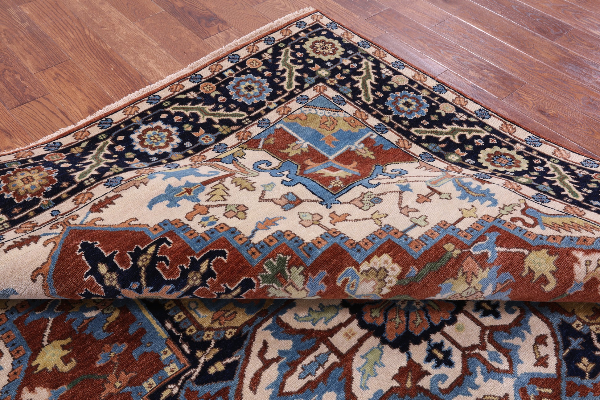 Rust Heriz Serapi Handmade Wool Rug - 7' 10" X 10' 0" - Golden Nile