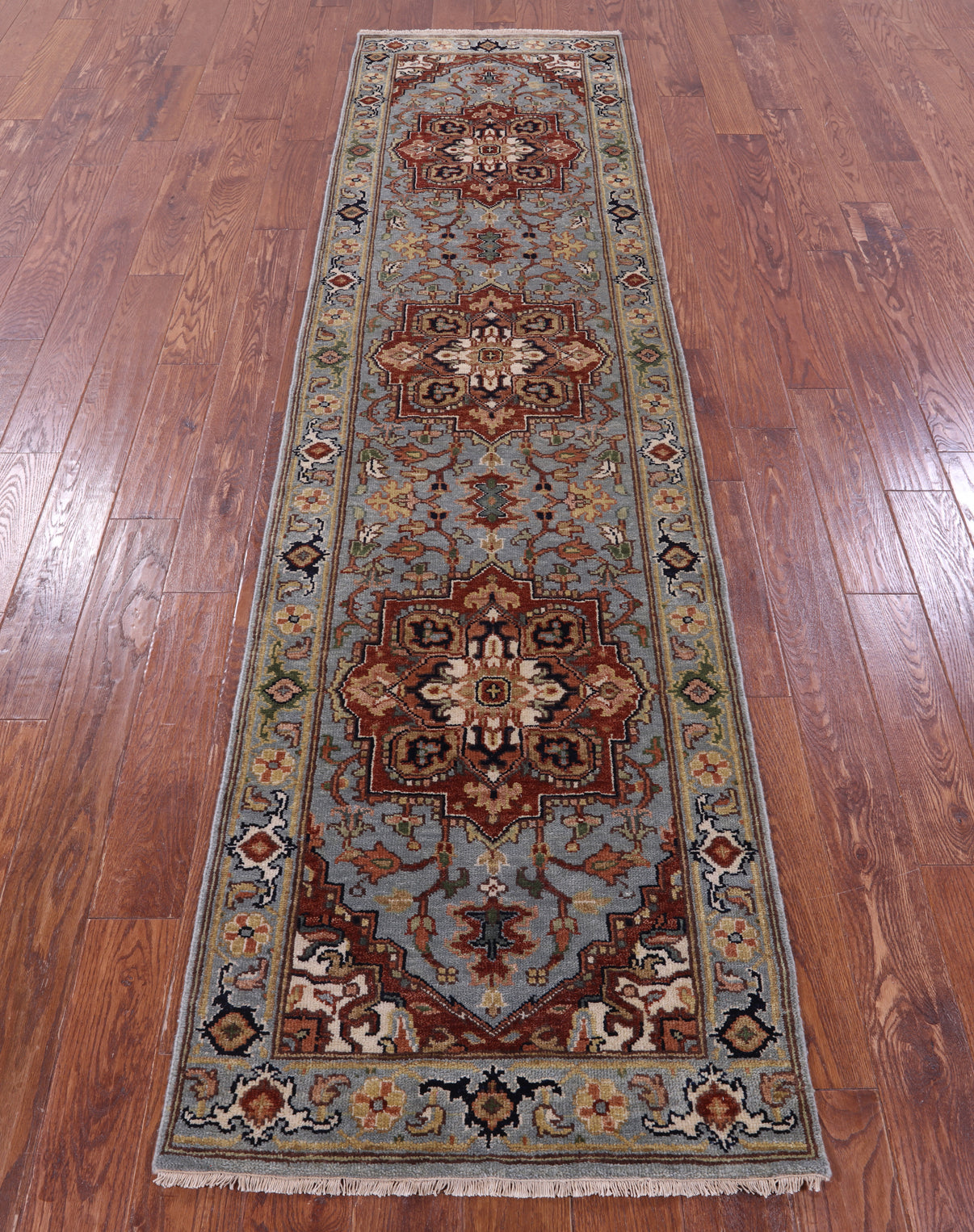Heriz Serapi Hand Knotted Wool Runner Rug - 2' 7" X 9' 11" - Golden Nile