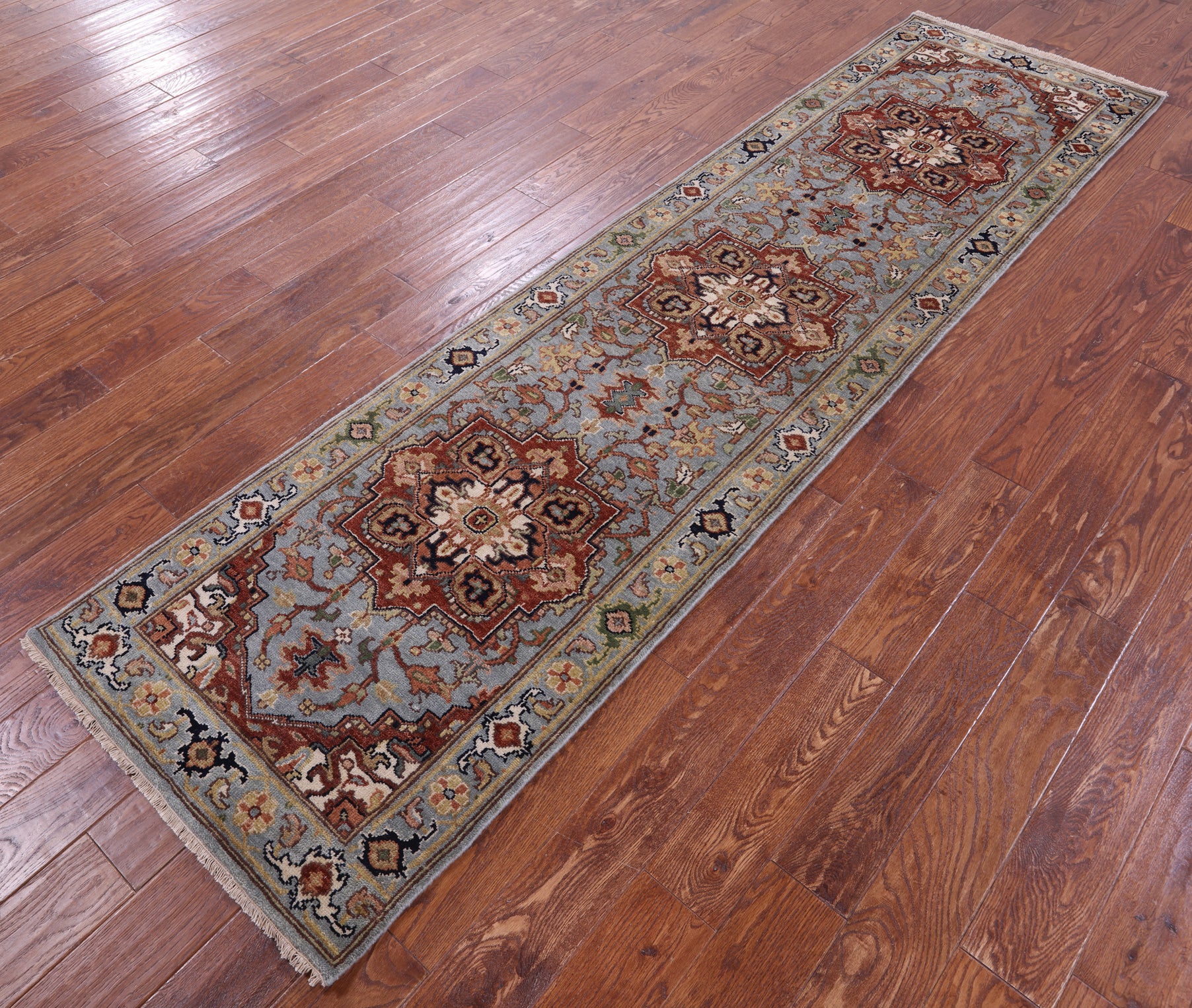 Heriz Serapi Hand Knotted Wool Runner Rug - 2' 7" X 9' 11" - Golden Nile