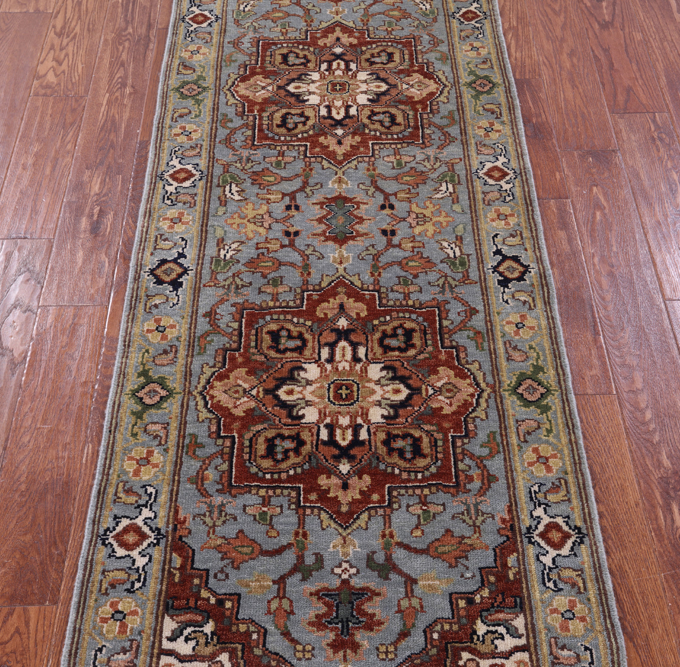 Heriz Serapi Hand Knotted Wool Runner Rug - 2' 7" X 9' 11" - Golden Nile