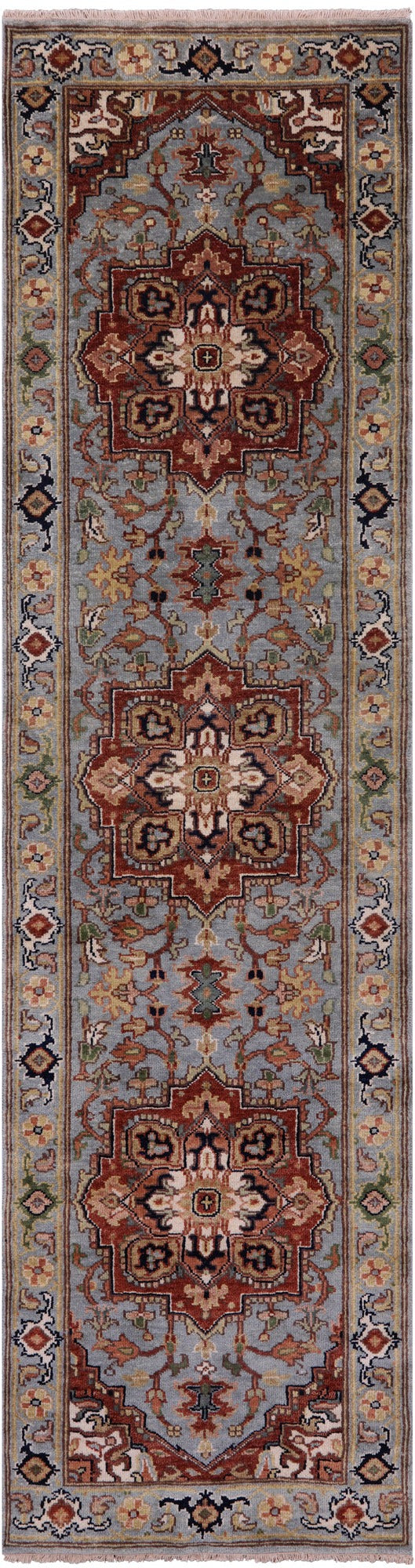 Heriz Serapi Hand Knotted Wool Runner Rug - 2' 7" X 9' 11" - Golden Nile