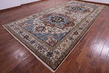 Ivory Heriz Serapi Hand Knotted Wool Rug - 8' 11" X 18' 1" - Golden Nile