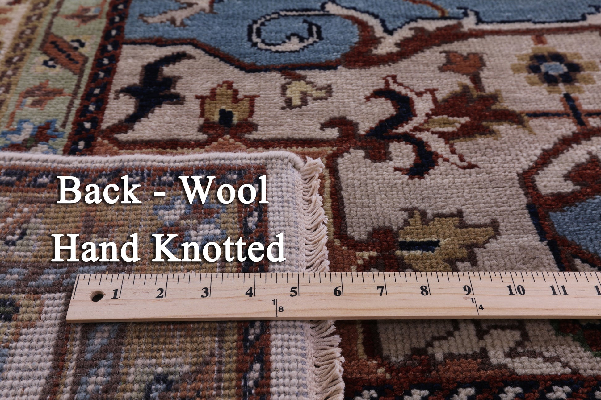 Ivory Heriz Serapi Hand Knotted Wool Rug - 8' 11" X 18' 1" - Golden Nile