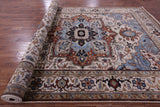 Ivory Heriz Serapi Hand Knotted Wool Rug - 8' 11" X 18' 1" - Golden Nile