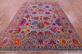 Grey Persian Tabriz Handmade Wool & Silk Rug - 9' 0" X 12' 1" - Golden Nile