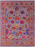 Grey Persian Tabriz Handmade Wool & Silk Rug - 9' 0" X 12' 1" - Golden Nile