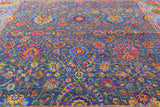 Blue Square Persian Tabriz Hand Knotted Wool & Silk Rug - 12' 0" X 12' 0" - Golden Nile